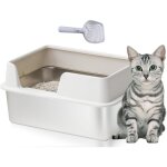 Bac a litiere pour chat, bac � liti�re en acier inoxydable, toilette pour grand chat et lapin - ne colle ...