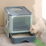 Bac  litire chat maison de toilette pour chats avec filtre tiroir, portable anti odeur caisse litire ...