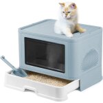 Bac litière chat pliable maison de toilette chat fermée avec zone de chatouillement + pelle à litière ... Bac litière chat pliable maison de toilette chat fermée avec zone de chatouillement + pelle à litière ...