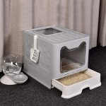 Bac litire chat xxl: maison de toilette pour chats anti odeur caisse litire ferme grande taille avec ...