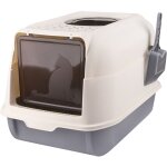 Bac  litire ferm pour chat anti odeur haloyo maison de toilette chat avec pelle, avec couvercle, 36 ...
