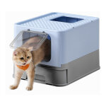 Bac � liti�re ferm� pour chat, maison de toilette, plateau amovible, pelle, brosse, pour grand chat, ...