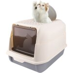 Bac  litire ferme maison de toilette litiere avec couvercle, toilettes ouvertes pour chat, capacit ...