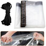 Bche impermable transparente avec oeillets 2x2m matriau pvc pliable d'extrieur tanche, indchirable ...