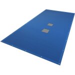 Bache piscine rectangulaire double couche en polyethylene 160 gr / m2 avec filet ecoulement 4x8m bleue ...