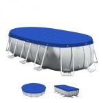 Bche de protection rversible 4 saisons pour piscine hors sol - ovale 3, 66 x 6, 10 m - 150 gsm - bleu ...