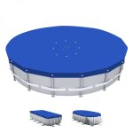 B�che de protection r�versible 4 saisons pour piscine hors sol - ronde 4, 88 m - 150 gsm - bleu et gris ...