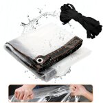 B�che transparente 300 x 300 cm, perfor�e b�che imperm�able, coupe - vent, r�sistante aux uv, couverture ...