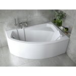 Badland - baignoire bain d'angle 130x85 droite avec tablier en acrylique, siphon de bain et pieds (support) ...