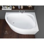 Badland - baignoire bain d'angle 130x85 droite avec tablier en acrylique, siphon de bain et pieds (support) ...