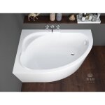 Badland - baignoire bain d'angle 130x85 gauche avec tablier en acrylique, siphon de bain et pieds (support) ...