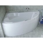 Badland - baignoire bain d'angle 140x90 gauche avec tablier en acrylique, siphon de bain et pieds (support) ...
