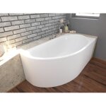 Badland - baignoire bain d'angle 145x85 droite avec tablier en acrylique, siphon de bain et pieds (support) ...
