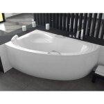 Badland - baignoire bain d'angle 150x100 gauche avec tablier en acrylique, siphon de bain et pieds (support) ...