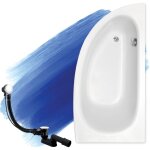 Badland - baignoire bain d'angle 150x70 droite, siphon de bain et pieds (support) - set 3en1 - fabriqu� ...