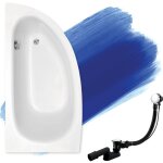 Badland - baignoire bain d'angle 150x70 gauche, siphon de bain et pieds (support) - set 3en1 - fabriqu� ...
