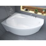 Badland - baignoire bain d'angle 160x100 gauche avec tablier en acrylique, siphon de bain et pieds (support) ...