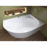 Badland - baignoire bain d'angle 170x110 droite avec tablier en acrylique, siphon de bain et pieds (support) ...