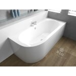 Badland - baignoire bain d'angle 170x75 droite avec tablier en acrylique, siphon de bain et pieds (support) ...