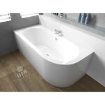 Badland - baignoire bain d'angle 170x75 gauche avec tablier en acrylique, siphon de bain et pieds (support) ...