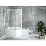 Badland - baignoire bain d'angle 170x75 gauche avec tablier en acrylique, siphon de bain et pieds (support) ...