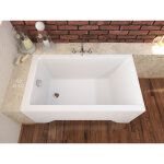 Badland - baignoire rectangulaire 100x70 avec tablier en acrylique, siphon de bain et pieds (support) ...