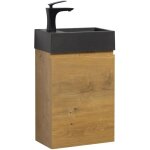 Meuble lave - mains angela 40 x 22 cm chene, noir lavabo - armoire
