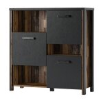 Meublorama - bahut 110cm collection windsor. coloris gris anthracite et chne fonc.