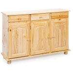 Paris prix - bahut 3 portes pin massif 'abaco' 130cm naturel Paris prix - bahut 3 portes pin massif 'abaco' 130cm naturel