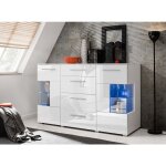 Dusine - bahut buffet profond crystal laqu� blanc led