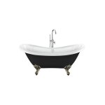 Rogier&mothes - baignoire ancienne sur pieds darlington noire 175 cm pieds d'aigle bronze jaune vieilli ...