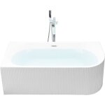 Baignoire d'angle c�t� droit en acrylique blanche cannel�e 160 x 80 cm moderne gocta