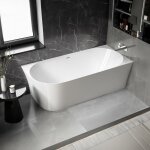Bernstein - baignoire d'angle semi - ilot acrylique 170x78x60cm blanc brillant + bonde et trop plein ...