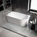 Bernstein - baignoire d'angle semi - ilot acrylique 150x78x60cm blanc brillant + bonde et trop plein ...