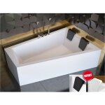 Otitec - baignoire asym�trique droite - intima duo - 180x125 - avec tablier - repose t�te offert - blanc ...
