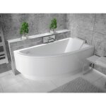 Otitec - baignoire asym�trique droite - praktika - 150 x 70 - avec tablier - repose t�te offert - blanc ...