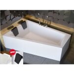 Otitec - baignoire asym�trique gauche - intima duo - 170x120 - avec tablier - repose t�te offert - blanc ...