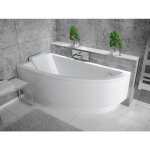 Otitec - baignoire asym�trique gauche - praktika - 140 x 70 - avec tablier - repose t�te offert - blanc ...