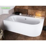 Otitec - baignoire asym�trique gauche - avec tablier blanc - repose t�te offert - avita - 150x75 - blanc ...