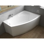 Baignoire bain d'angle 140x80 droite avec tablier en acrylique, siphon de bain et pieds (support) - set ...