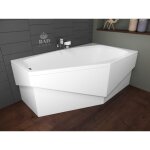 Baignoire bain d'angle 140x80 droite avec tablier en acrylique, siphon de bain et pieds (support) - set ...