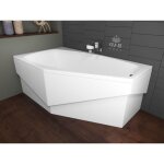 Baignoire bain d'angle 140x80 gauche avec tablier en acrylique, siphon de bain et pieds (support) - set ...