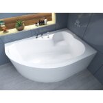 Baignoire bain d'angle 160x105 droite avec tablier en acrylique, siphon de bain et pieds (support) - ...