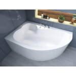 Baignoire bain d'angle 160x105 gauche avec tablier en acrylique, siphon de bain et pieds (support) - ...