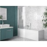 Otitec - baignoire bain douche droit avec pare de baignoire + tablier de baignoire blanc inspiro 170x70 ...