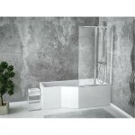 Otitec - baignoire bain douche droite avec pare baignoire 2 volets + tablier de baignoire blanc integra ...