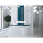 Otitec - baignoire bain douche gauche avec pare de baignoire + tablier de baignoire blanc inspiro 160x70 ...