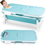 Swanew - baignoire bb baignoire pliable pour adulte l mobile baignoire portable avec couverture rouleaux ...