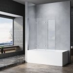 Baignoire douche murale � 3 panneaux 130 x 130 cm verre tremp� 6 mm verre tremp� transparent cabine de ...