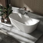 Bernstein - baignoire droite semi - �lot murale ovale design acrylique pour salle de bain, isolation ...